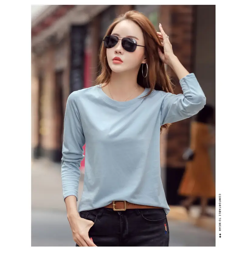 Women Embroidered Long Sleeve Cotton T-Shirt White — feature 42