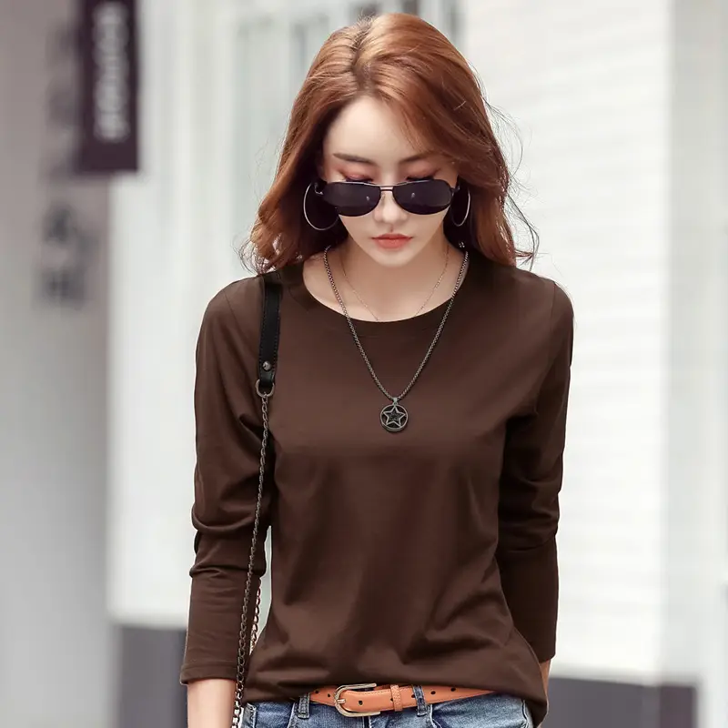 Women Embroidered Long Sleeve Cotton T-Shirt White