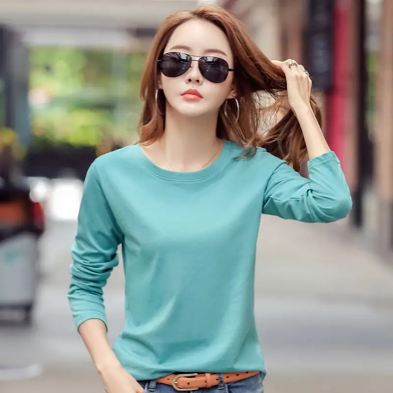 Women Embroidered Long Sleeve Cotton T-Shirt White