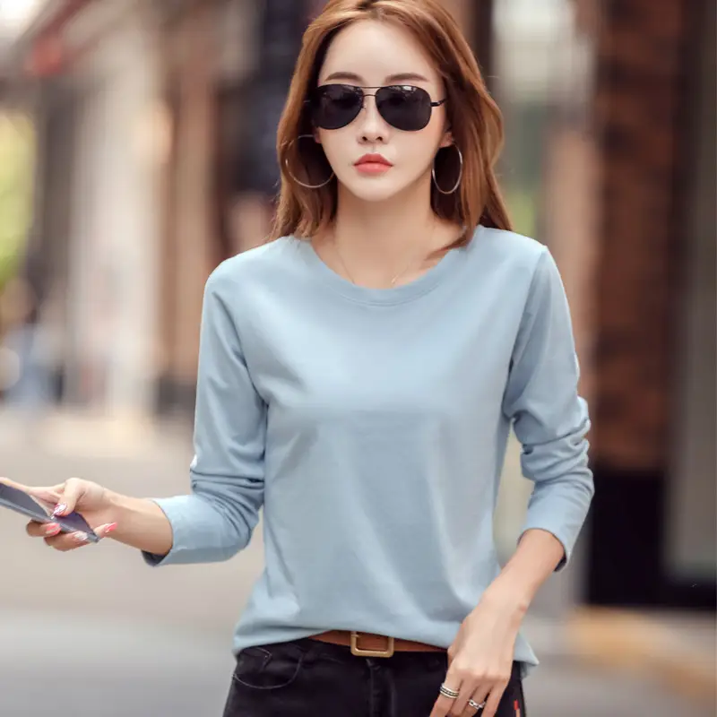 Women Embroidered Long Sleeve Cotton T-Shirt White
