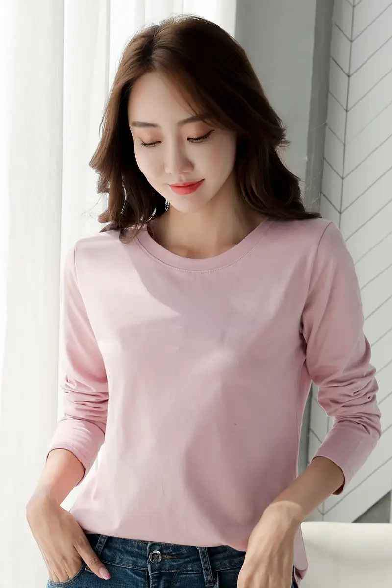 Women Embroidered Long Sleeve Cotton T-Shirt White