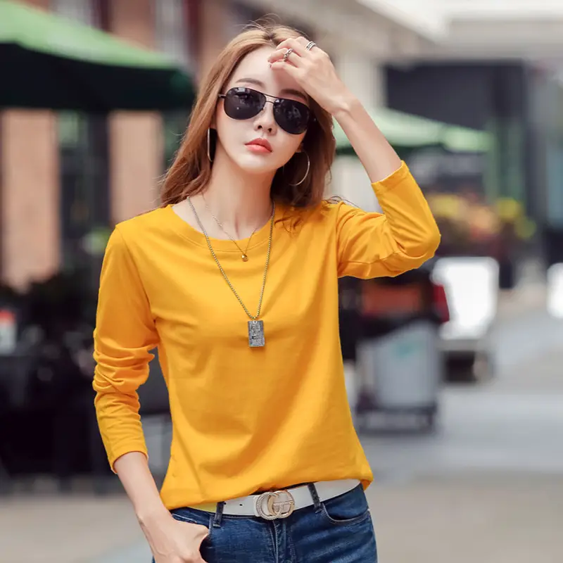 Women Embroidered Long Sleeve Cotton T-Shirt White