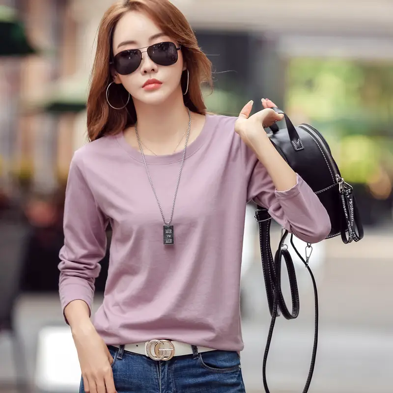 Women Embroidered Long Sleeve Cotton T-Shirt White