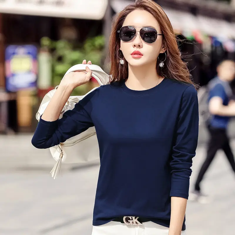 Women Embroidered Long Sleeve Cotton T-Shirt White