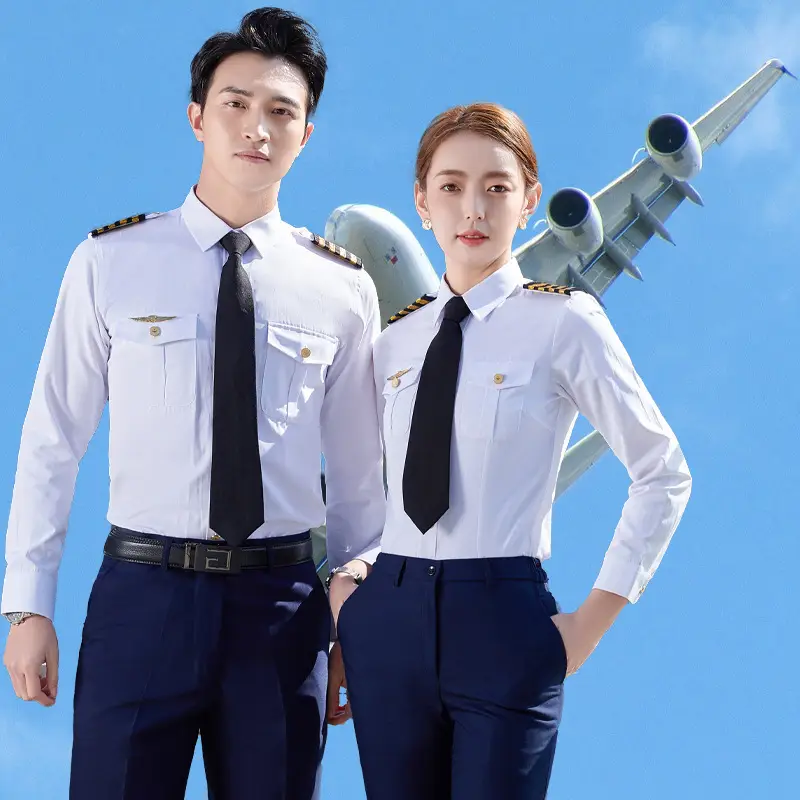 Naval Aviation Uniform Pilot Stewardess Long Sleeve Shirt - Image 10