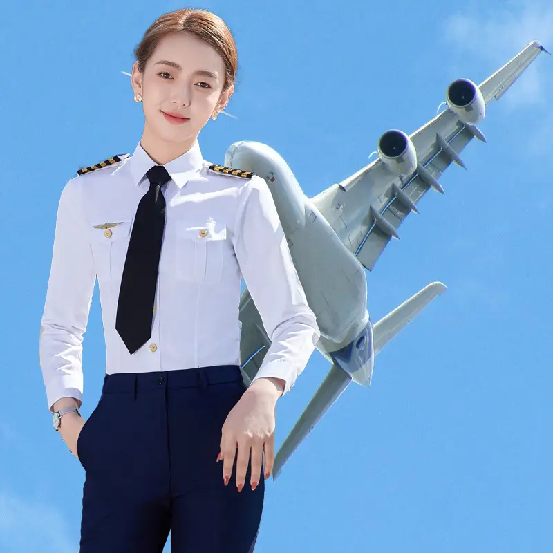 Naval Aviation Uniform Pilot Stewardess Long Sleeve Shirt - Image 11