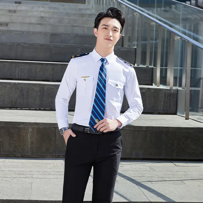Naval Aviation Uniform Pilot Stewardess Long Sleeve Shirt - Image 4