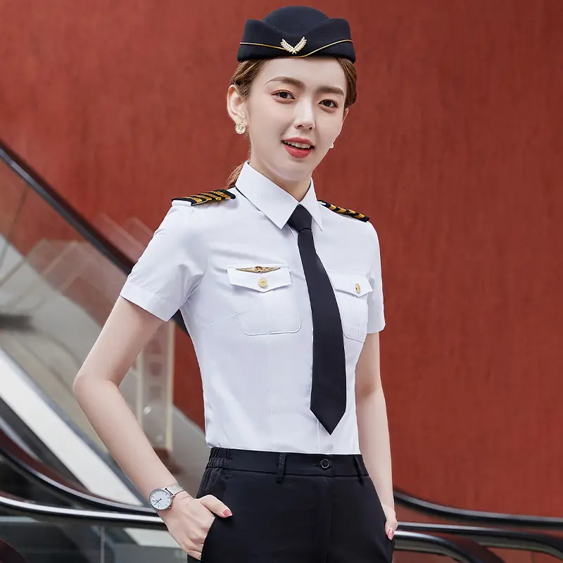 Naval Aviation Uniform Pilot Stewardess Long Sleeve Shirt - Image 5