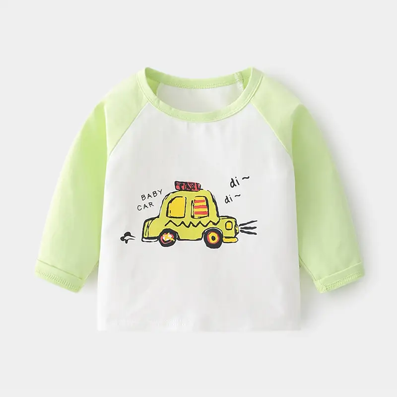 Baby Long Sleeve T-Shirt Yellow White Train Print - Image 3