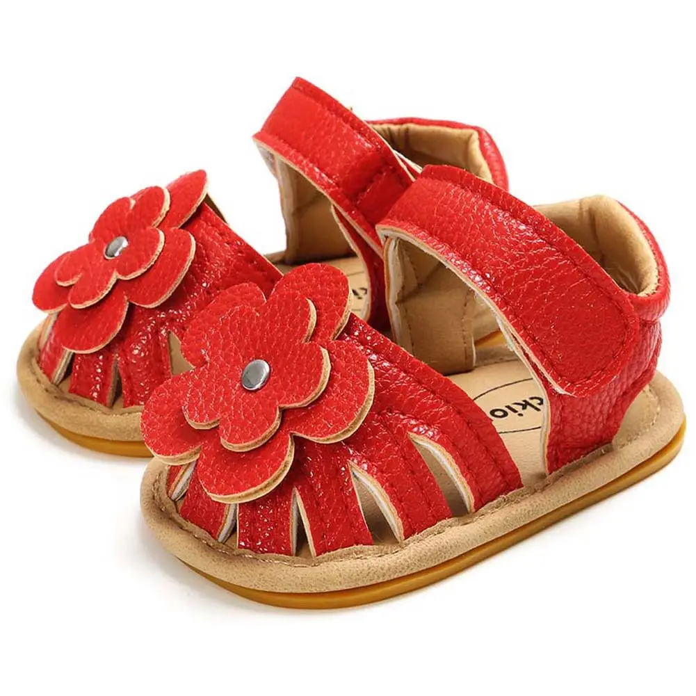 White Floral Baby Sandals with Rubber Sole