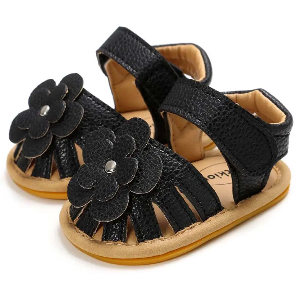 White Floral Baby Sandals with Rubber Sole