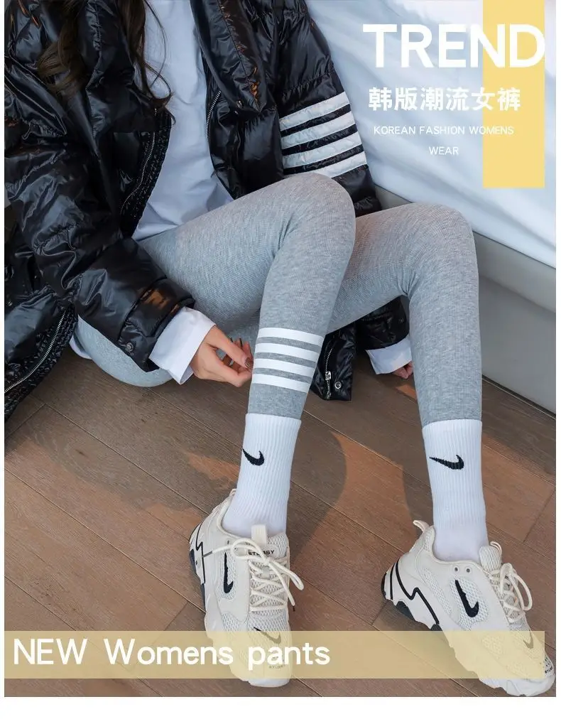 Women Black Four Stripe Leggings Summer Wear — feature 10