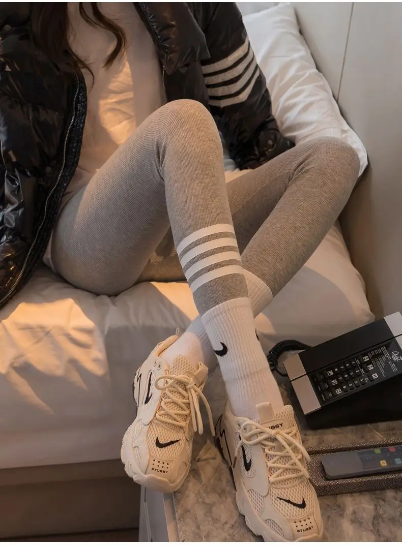 Women Black Four Stripe Leggings Summer Wear — feature 23