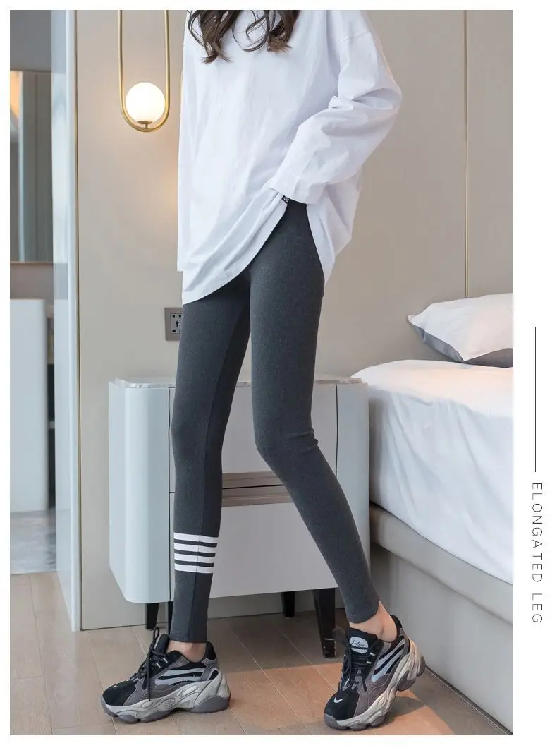 Women Black Four Stripe Leggings Summer Wear — feature 31