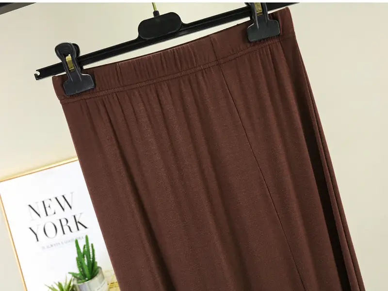 Women's Gray Modal Side Slit Skirt High Waist A-Line — feature 38