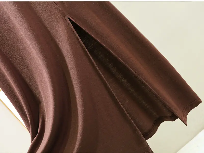 Women's Gray Modal Side Slit Skirt High Waist A-Line — feature 42