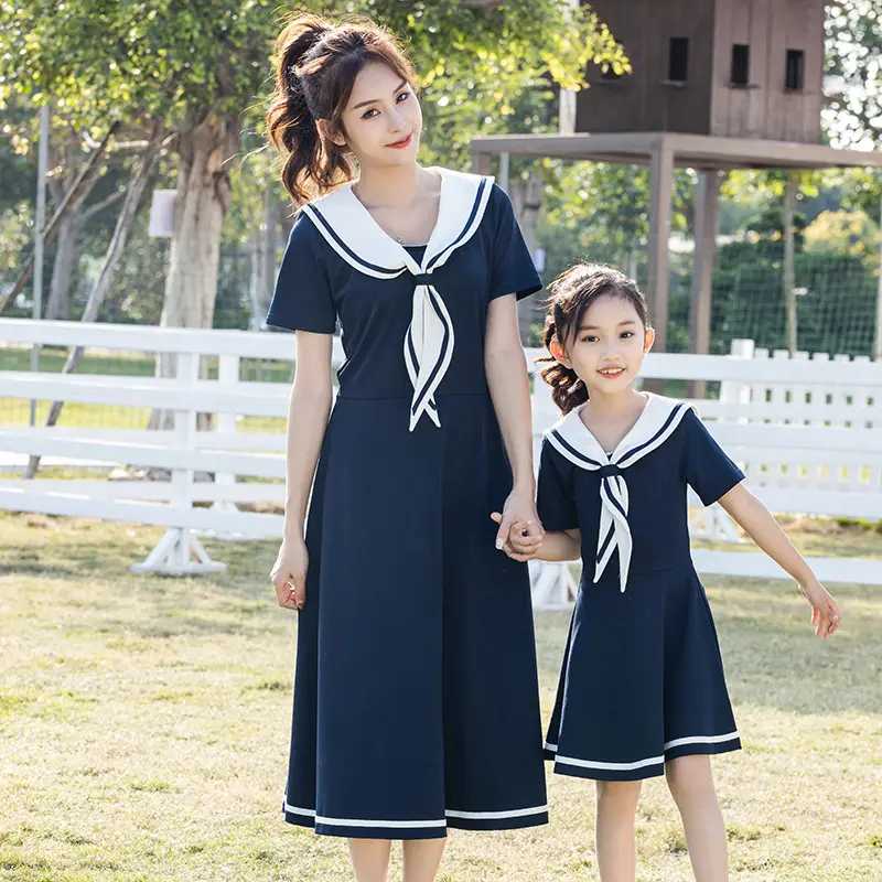 New Mother Daughter Navy Blue Water Polo Dress 2024 - Image 4