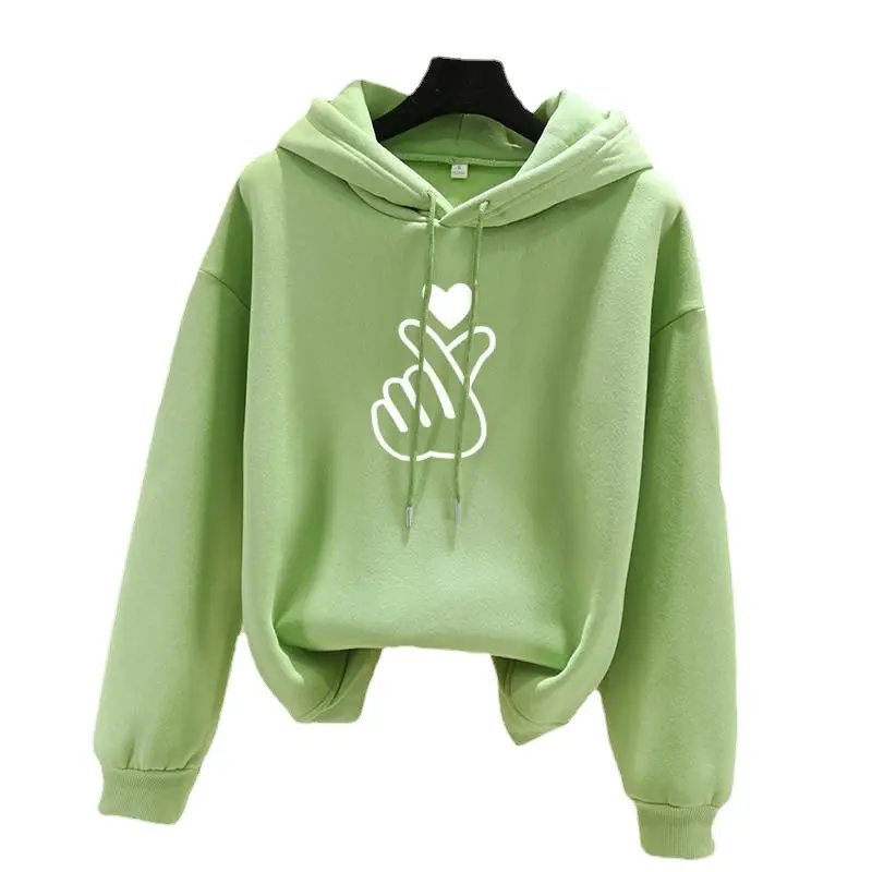 Green Hooded Sweatshirt for Girls Velvet Loose 2025 - Image 6
