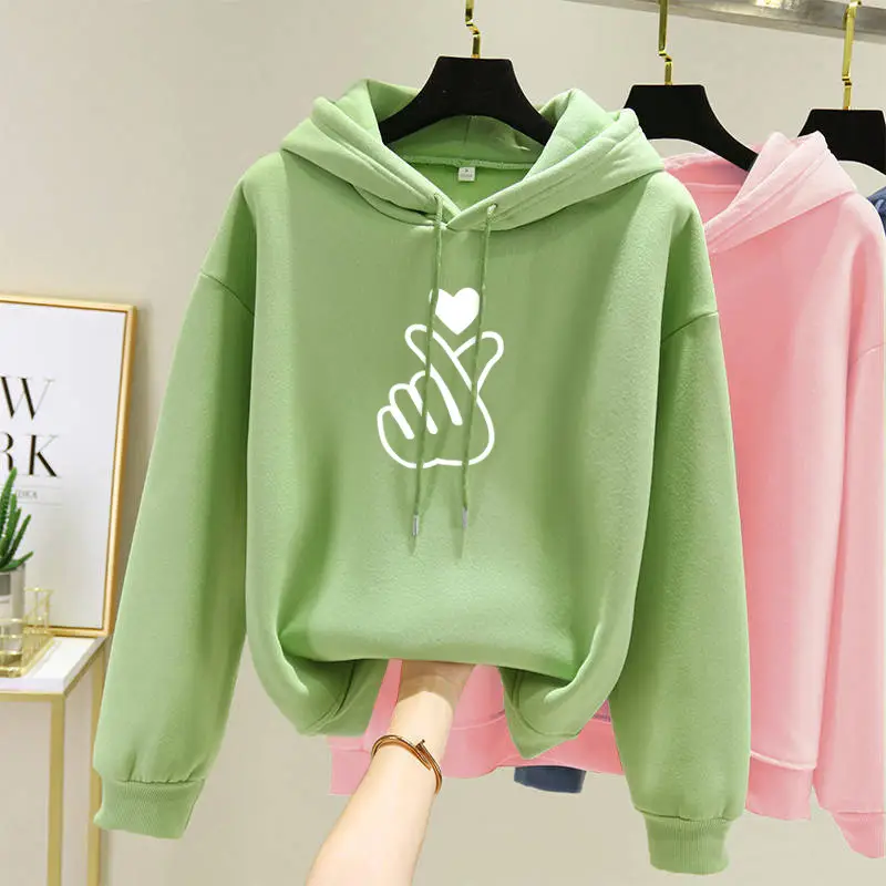 Green Hooded Sweatshirt for Girls Velvet Loose 2025 — feature 2