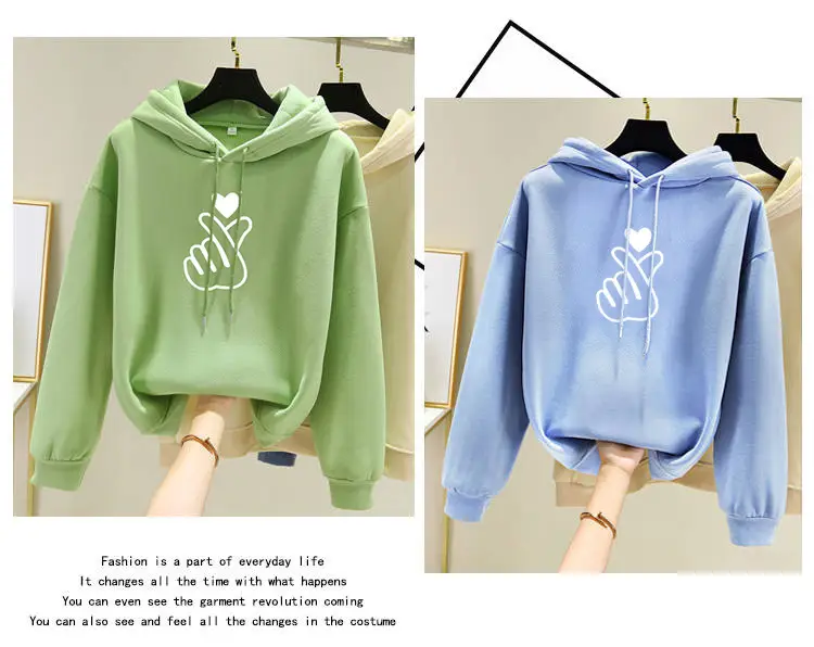 Green Hooded Sweatshirt for Girls Velvet Loose 2025 — feature 7