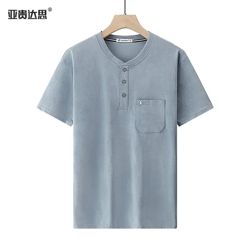 Men Green Cotton T-Shirt with Pocket Large - Image 45