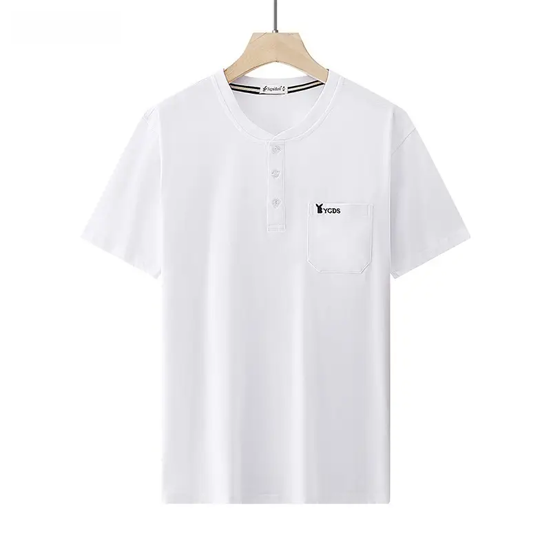 Men Green Cotton T-Shirt with Pocket Large - Image 10