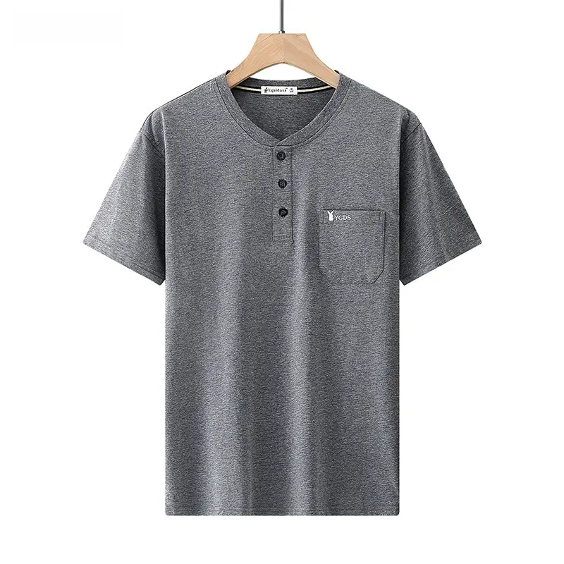 Men Green Cotton T-Shirt with Pocket Large - Image 14