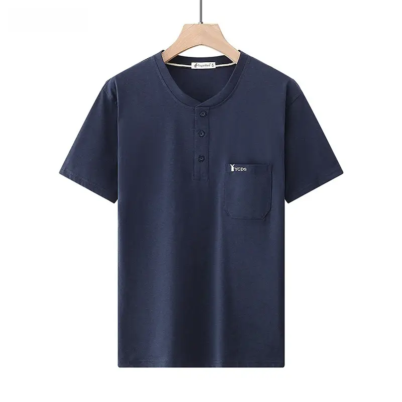 Men Green Cotton T-Shirt with Pocket Large - Image 20