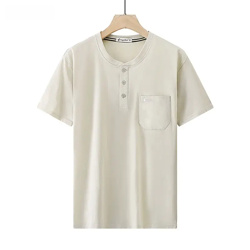 Men Green Cotton T-Shirt with Pocket Large - Image 23