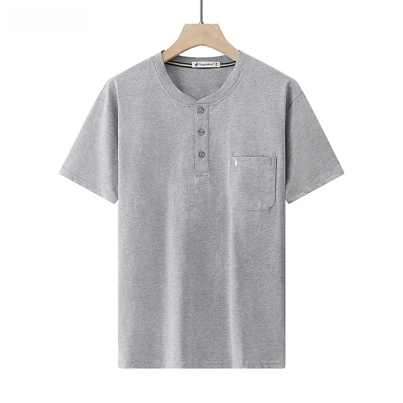 Men Green Cotton T-Shirt with Pocket Large - Image 32