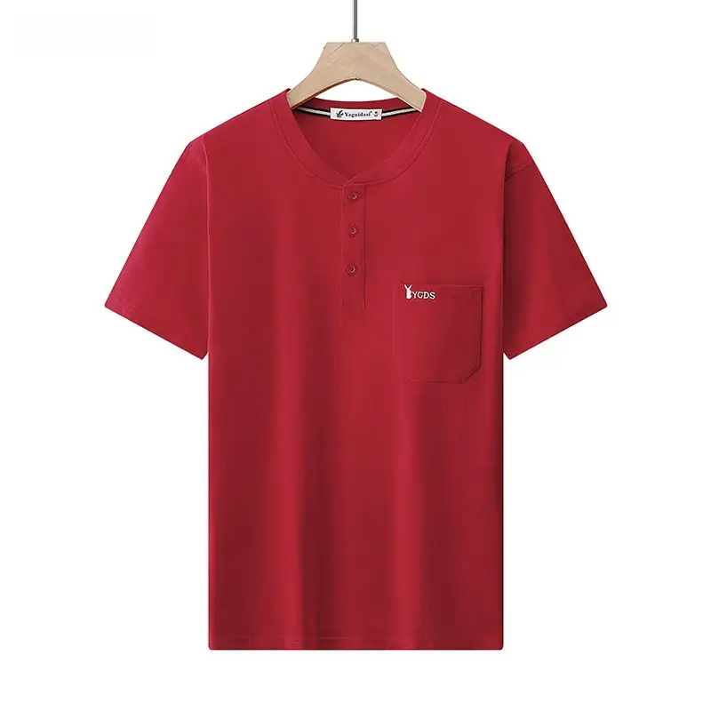 Men Green Cotton T-Shirt with Pocket Large - Image 4