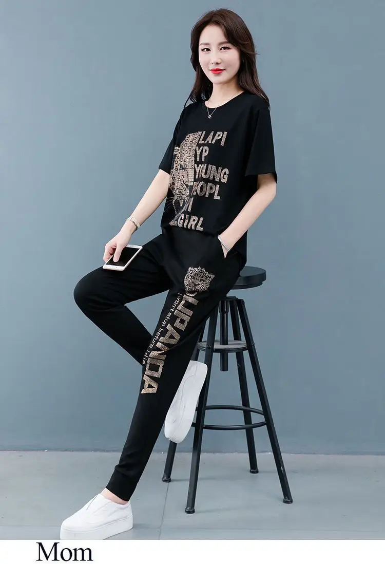 Women Black Printed Track Suit Plus Size Slim Fit — feature 6