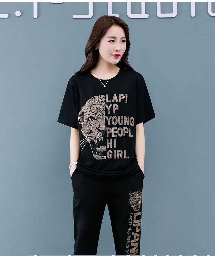 Women Black Printed Track Suit Plus Size Slim Fit — feature 8