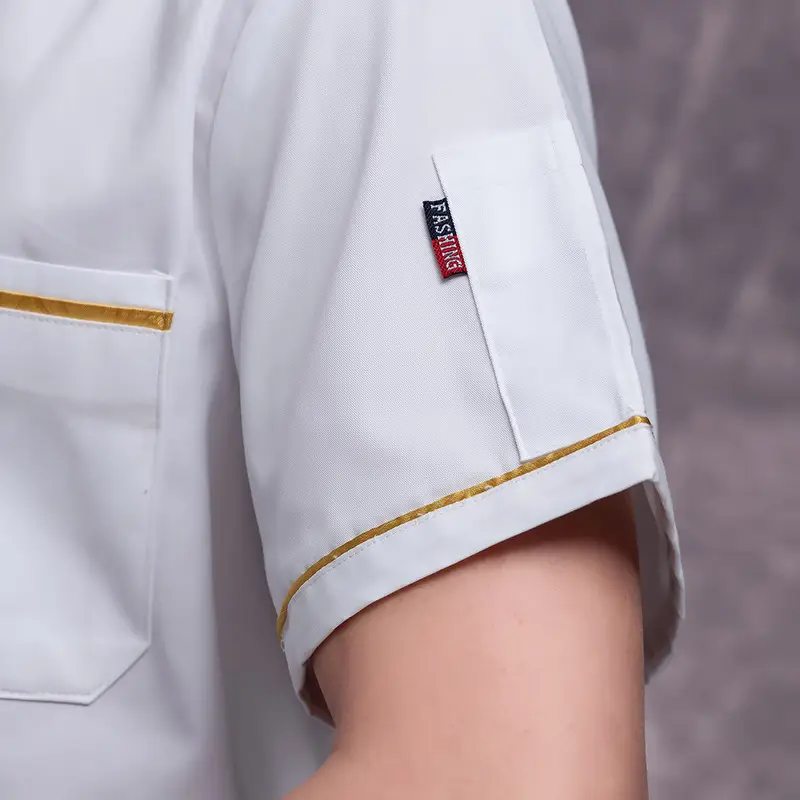 Men's White Short Sleeve Kitchen Chef Uniform Summer Wear - Image 3