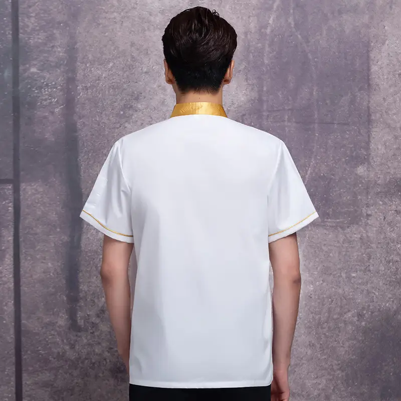 Men's White Short Sleeve Kitchen Chef Uniform Summer Wear - Image 4