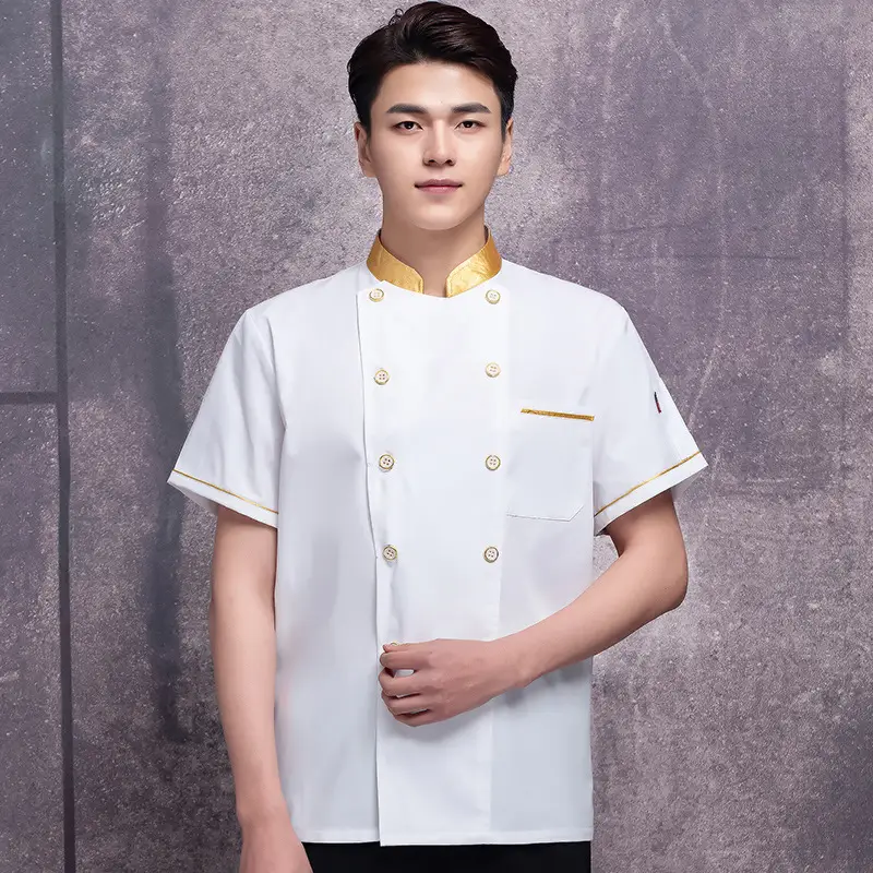 Men's White Short Sleeve Kitchen Chef Uniform Summer Wear - Image 5