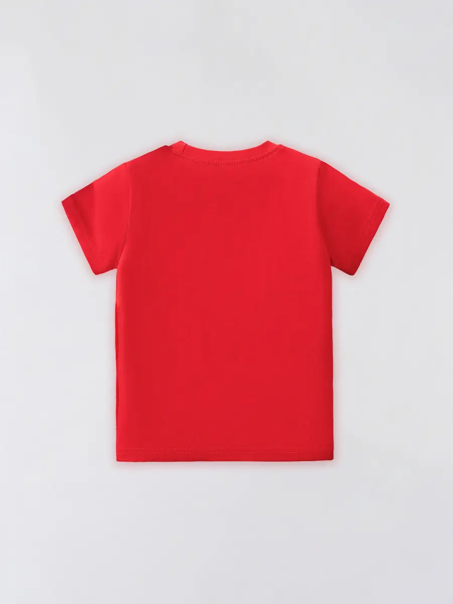 Red Short-Sleeved T-Shirt for Boys Pure Cotton Summer Wear