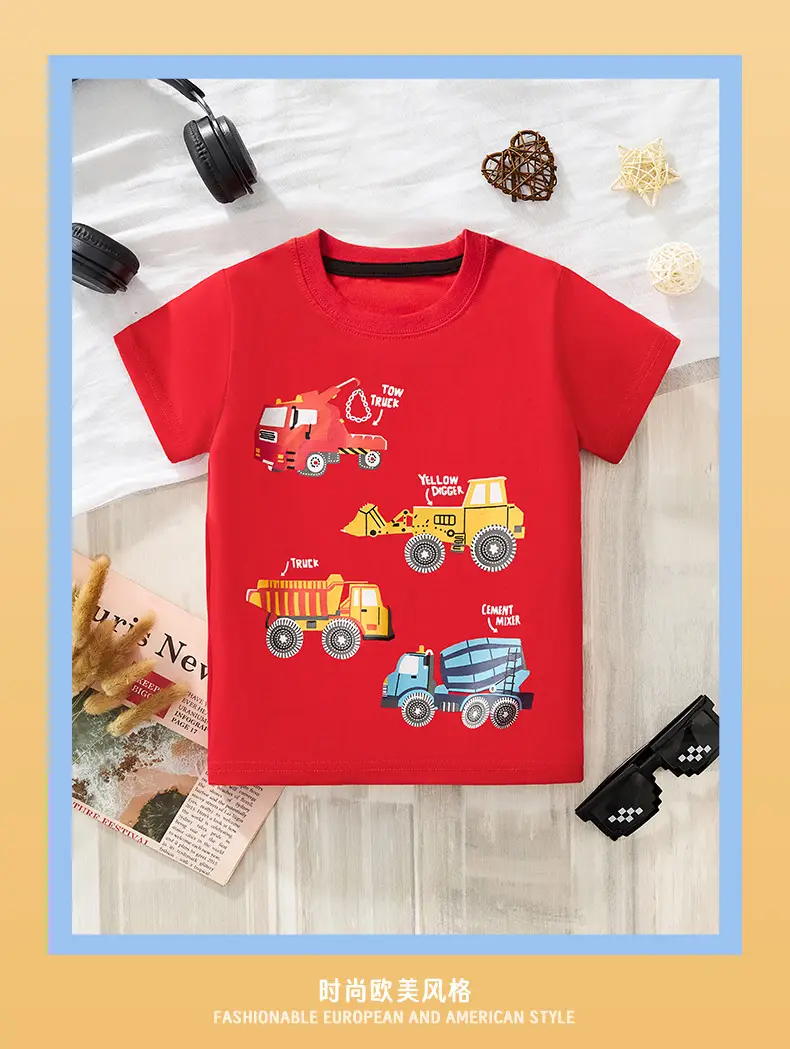 Red Short-Sleeved T-Shirt for Boys Pure Cotton Summer Wear — feature 3