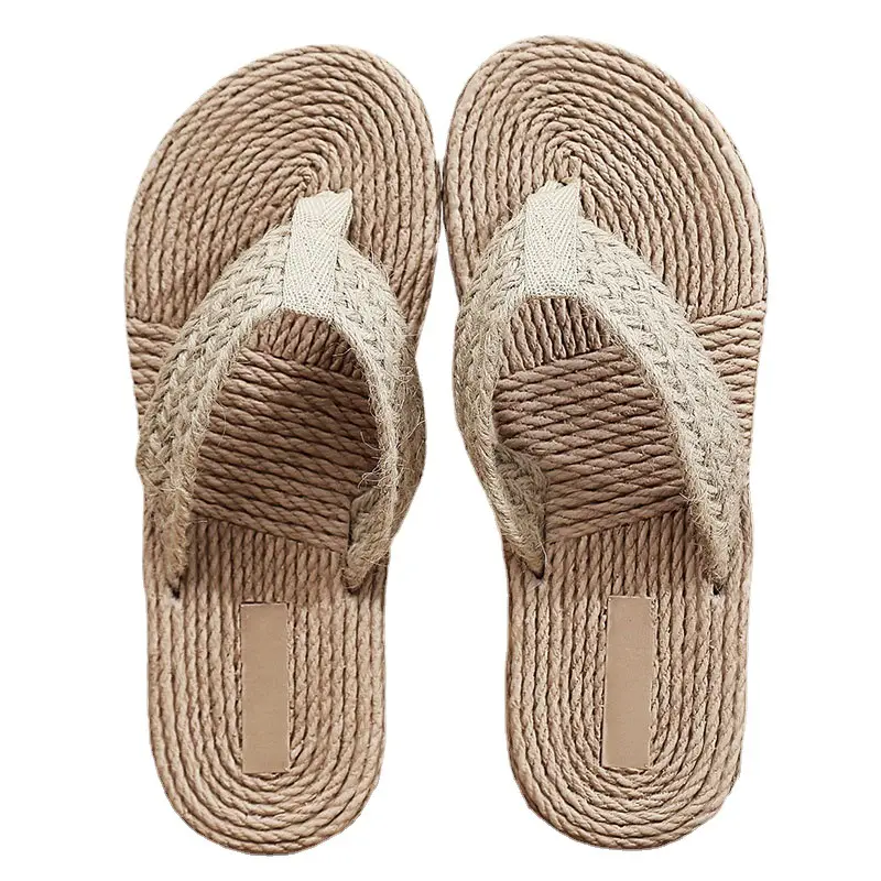 2022 imitation straw travel hemp bottom women's sandals Korean fashion outdoor flip flops fashion beach flat heel flip-flops women's slippers