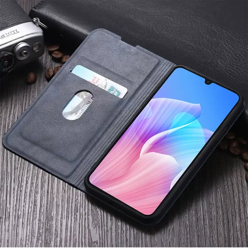 A55 Leather Clamshell Phone Case Blue Protective — feature 15