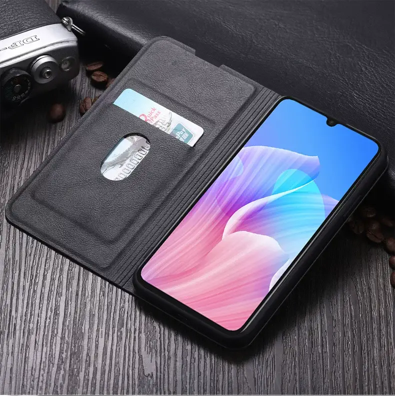 A55 Leather Clamshell Phone Case Blue Protective — feature 17