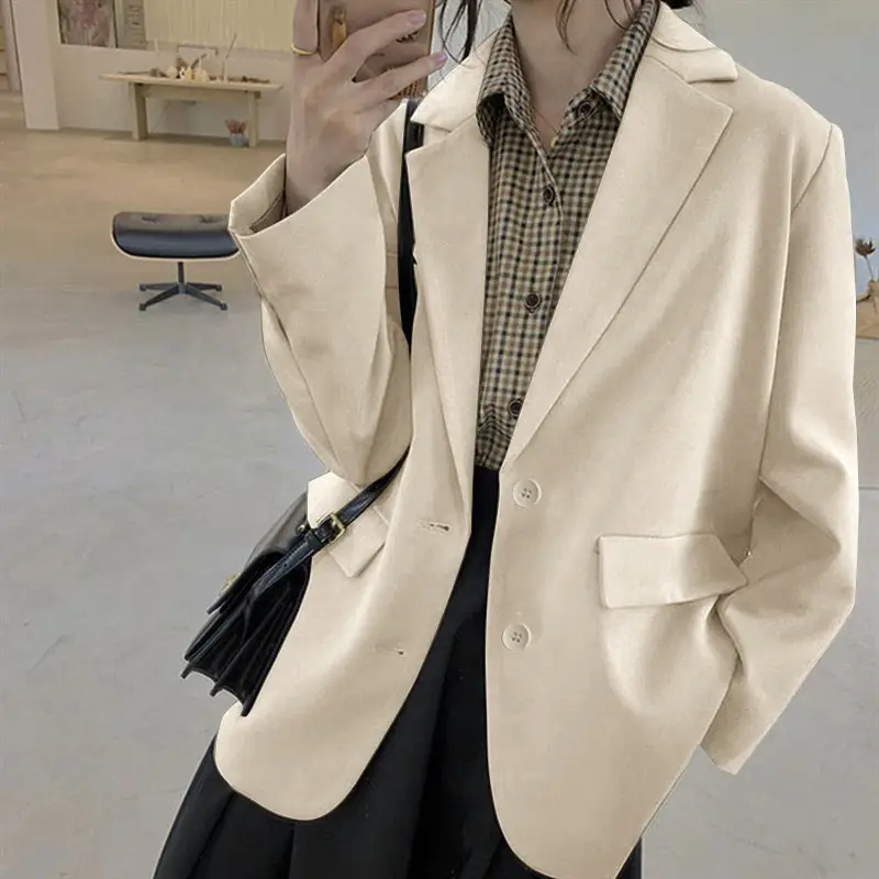 Khaki Slim Fit Women's Casual Jacket Spring - Image 4