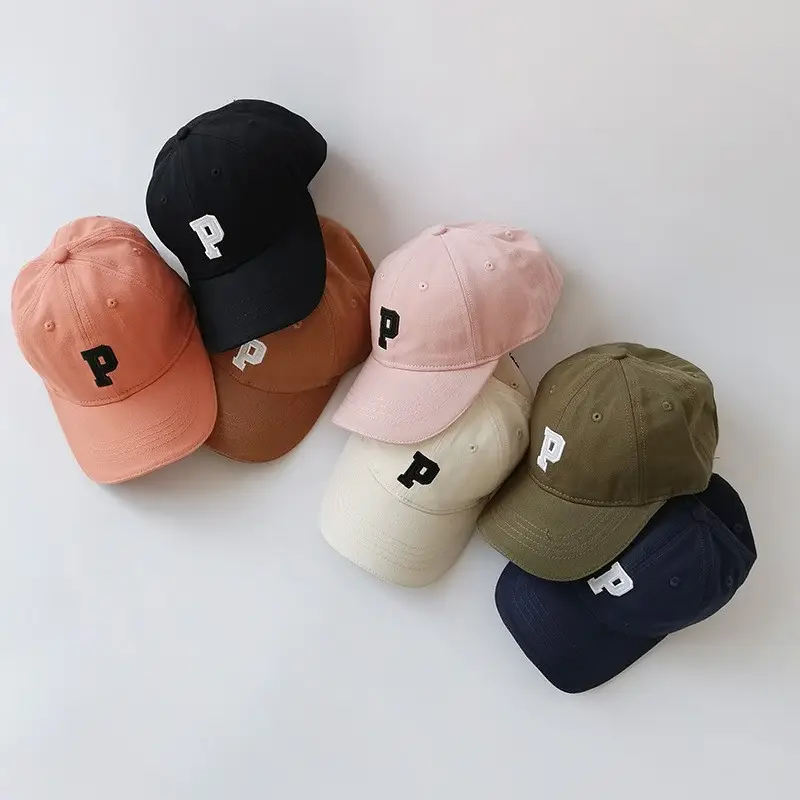 Black P Logo Baby Cap for Boys Girls Korean Style