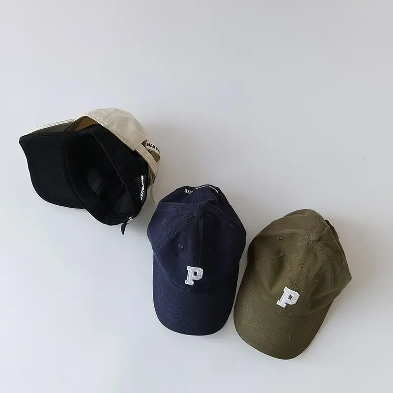 Black P Logo Baby Cap for Boys Girls Korean Style