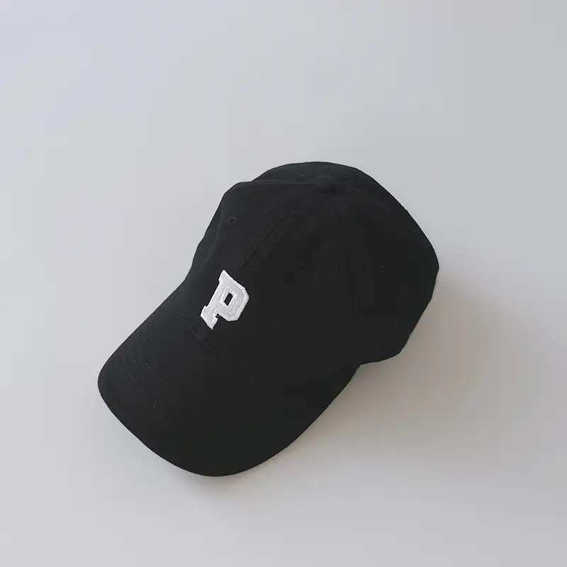 Black P Logo Baby Cap for Boys Girls Korean Style