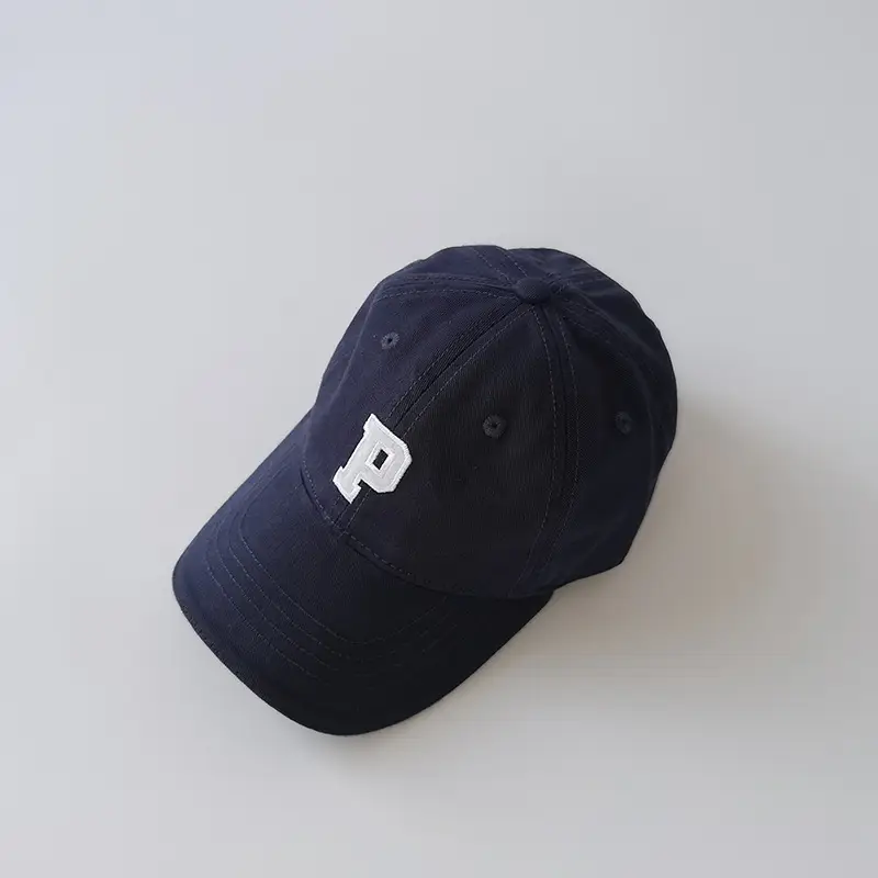 Black P Logo Baby Cap for Boys Girls Korean Style