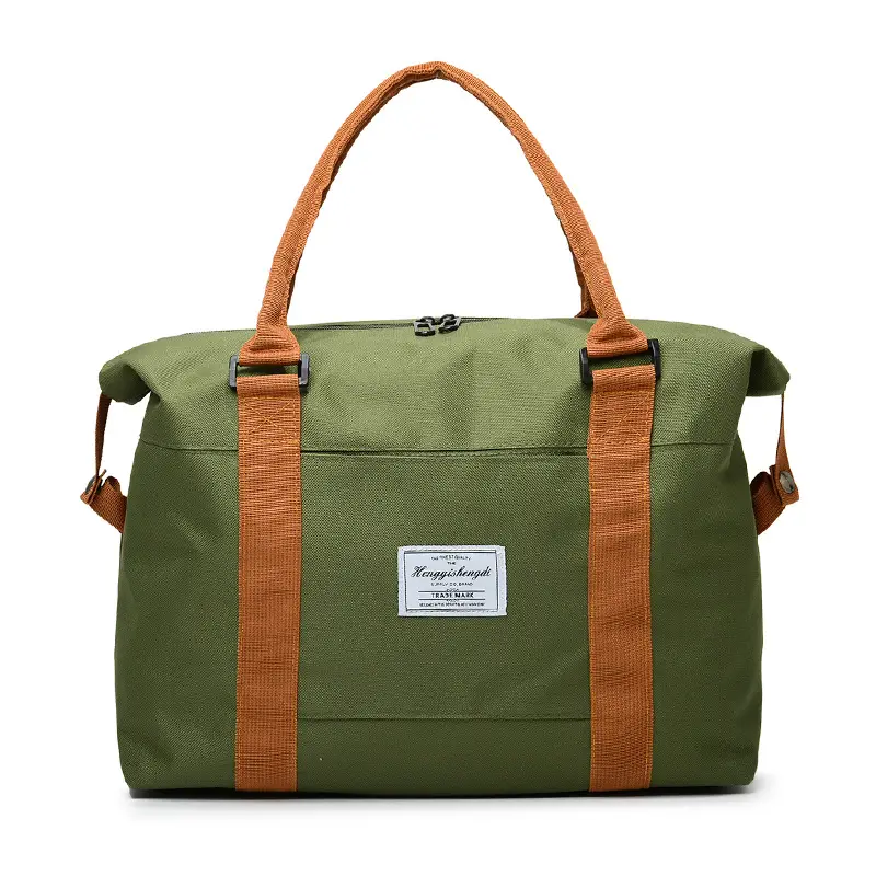 Large Capacity Travel Bag with Brown Handles - Image 2