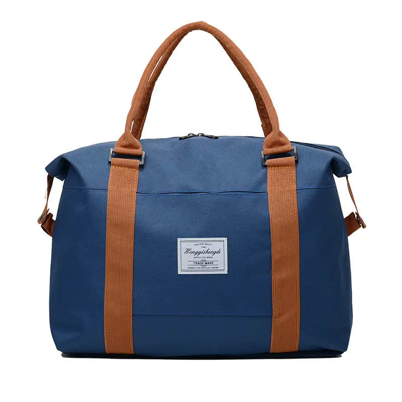 Large Capacity Travel Bag with Brown Handles - Image 3