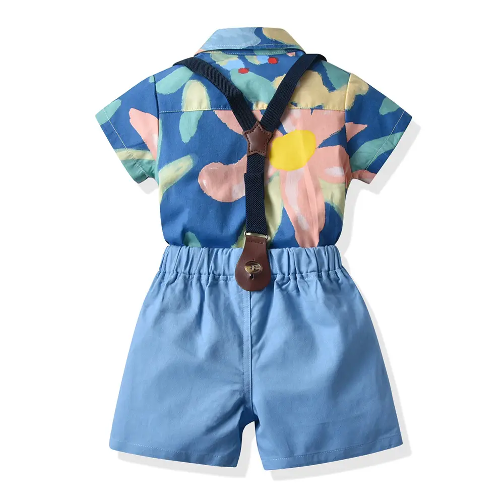 Baby Printed Short Sleeve Shirt with Bow Tie Suit — feature 6