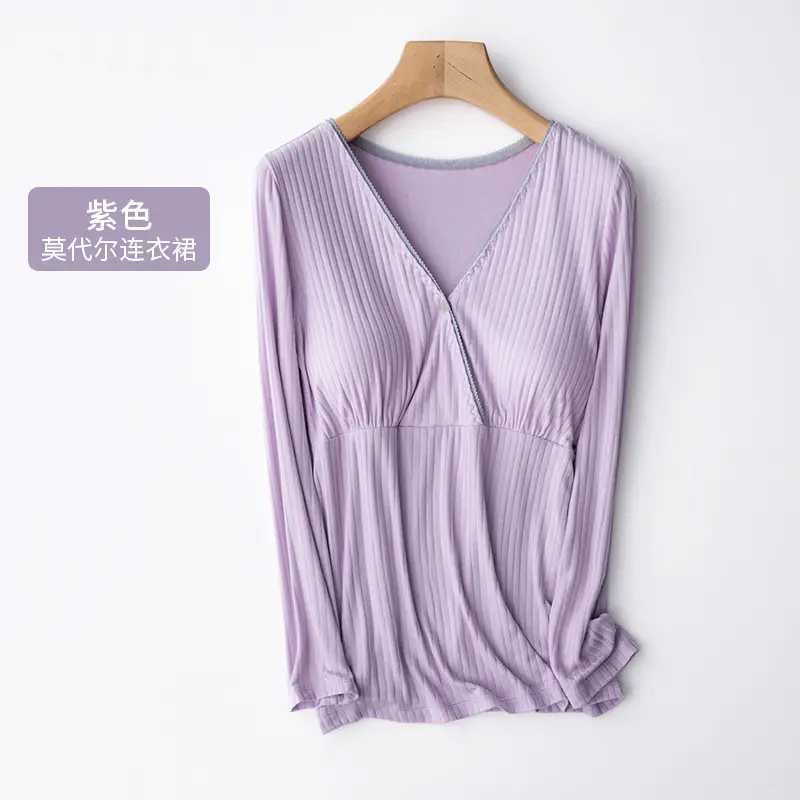 Nursing Pajamas Warm Long Sleeve Pink - Image 4